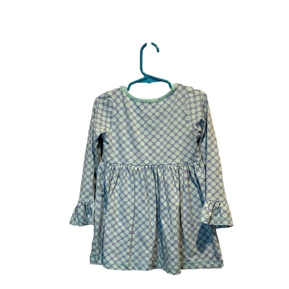 SERENDIPITY by Shrimp and Grits Kids L/S, Babydoll Top 5/6 Lavender, Blue Dots - Picture 2 of 3